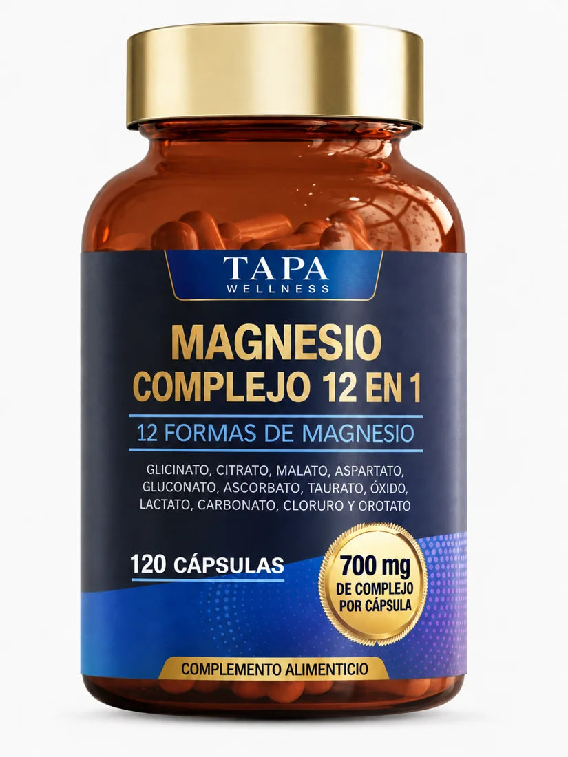 Envase del Complejo de Magnesio 12 en 1 de Tapa Wellness.